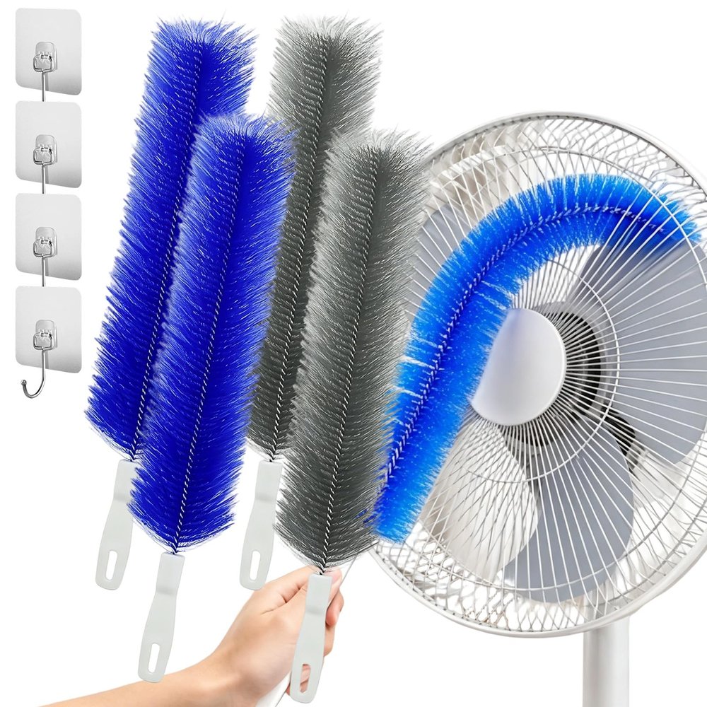 Ultimate Dusting Tool - Bendable Microfiber Head, Fan Brush Dust Removal Tool, Reusable Dust Remover, Washable Bendable Reusable Dust Remover for Air Conditioning Shutters, Ceiling Fan (4pcs-Mixed)