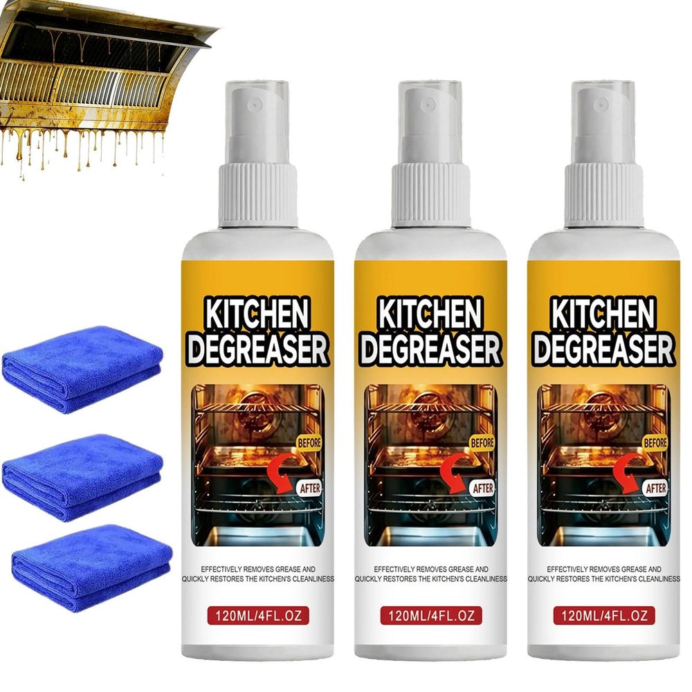 120ml Grease Killer Spray Grill Cleaner,Heavy Duty Degreaser for BBQ Grate(3)