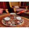 SODEF 2-Person Turkish Coffee Set - Engraved Copper Cups, Cezve, and Tray, Traditional Erzincan Design - Multicolor view 2