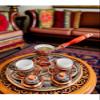 SODEF 2-Person Turkish Coffee Set - Engraved Copper Cups, Cezve, and Tray, Traditional Erzincan Design - Multicolor view 4