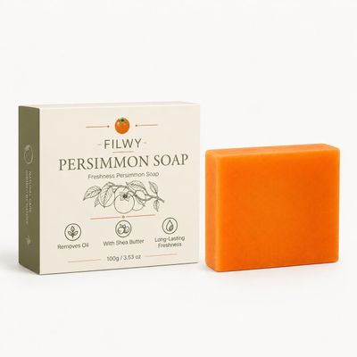 FILWY Persimmon Soap Bar, Natural Extract Cleansing Soap with Shea Butter