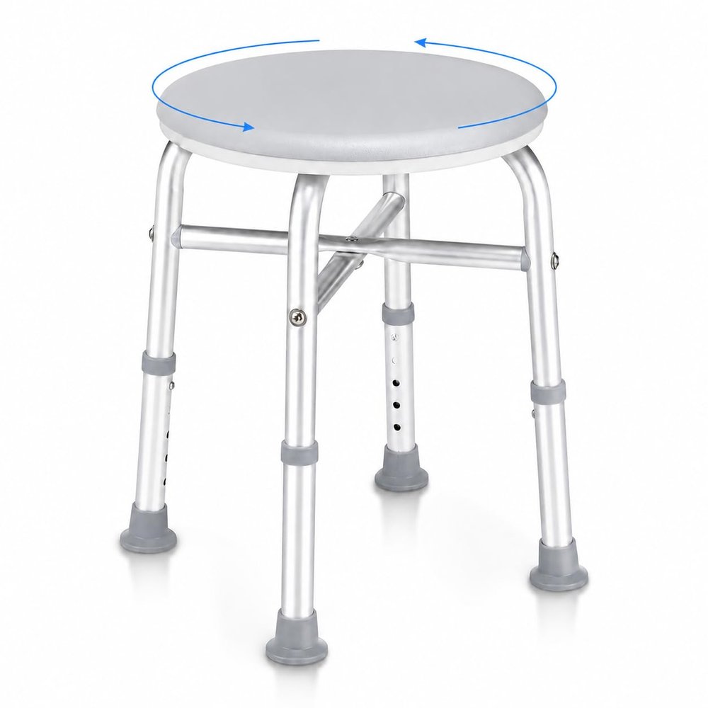 pxsulliao Adjustable Swivel Bath Seat Shower Chair for Inside Shower, Shower Seat for Inside Tub Bathroom Bench Bath Chair for Elderly and DisabledEnhanced with Cross Brace (GrayReinforcement)