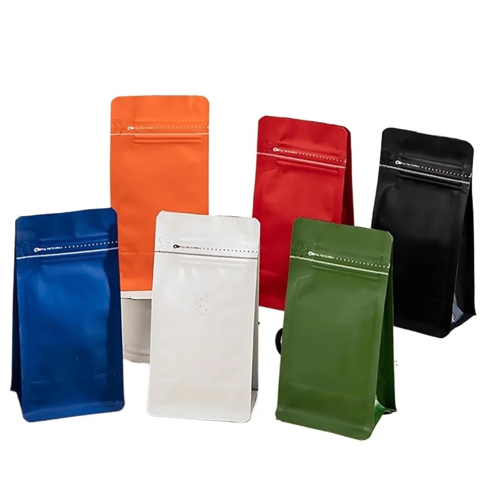 Coffee Bags With Valve 20Pcs Packaging 125g 250g 500g 1kg Orange Aluminium Foil Side Gusset Food Bean Bag