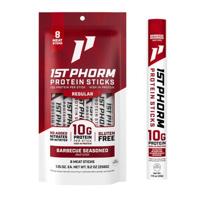 1st Phorm Meat Sticks, Barbecue Seasoned, 10g Protein, 8 Count, 1.15 oz