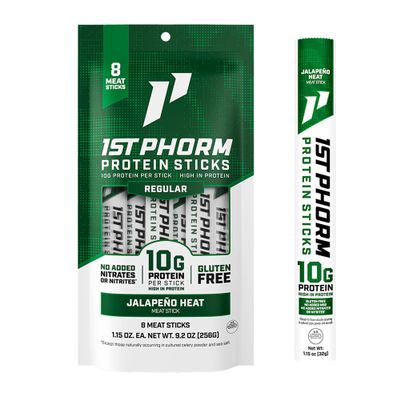 1st Phorm Meat Sticks, Jalapeno Heat, 10g Protein, 8 Count, 1.15 oz
