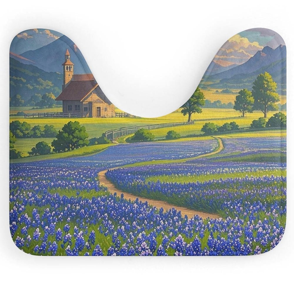 NLLZZ U-Shaped Toilet Rug Non-Slip Water Absorbent Memory Foam Bath Mat