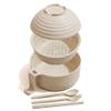 Lyzucf Microwave Noodle Bowl Set, 35 OZ Instant Noodle Cooker with Lid, Drain Strainer Bowl, Spoon Chopsticks Fork, Plastic Noodle Bowl for Dorm Office Camping (Beige) view 1