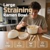 Lyzucf Microwave Noodle Bowl Set, 35 OZ Instant Noodle Cooker with Lid, Drain Strainer Bowl, Spoon Chopsticks Fork, Plastic Noodle Bowl for Dorm Office Camping (Beige) view 2