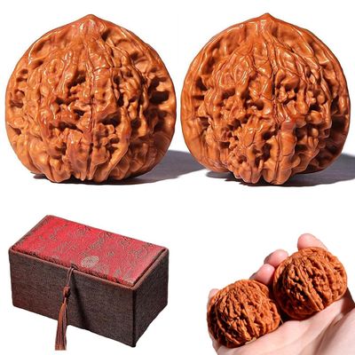 Walnut Twirling, Walnut to Twirl in Your Hand, 1.8" Twirling Jade Walnuts Kit, Natural Chinese Wenwan Walnuts Raw for Hand Rolling, Thoughtful Gift for Fathers, Elders & Collectors (Natural Finish*2)