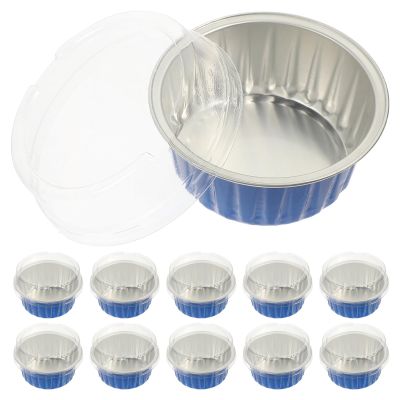 Cabilock 50pcs Disposable Aluminum Foil Baking Cups for Muffins and Egg Tarts, Blue Cupcake Liners with Beautiful Packing, Convenient and Practical for Bakery and Hotel Use