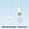 Bigsmile Magnetic Wireless Charger with USB Type A to C Plug (White) view 2