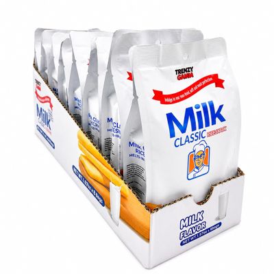 TRENZY GAHM Milk Classic Rice Crackers, Non-Fried Rice Snack, Individually Wrapped Crispy Lunch Box Snack, 8 Packs (Box, Milk)