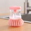 Cleaning Brush with Detergent Dispenser, Dish Brush, Purple/Pink/Green view 1