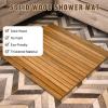 ZWBQZFYK 1-2/5 Inch Thickened Wooden Bath Mat for Pool/Sauna Room, 12-36 Inch Wood Shower Mat with Handle, Customizable Floor Pad for Inside Platform view 3