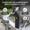 NineLife Basics Cordless Rechargeable BBQ Cleaner with LED Light, Stainless Steel view 2