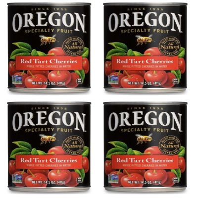 Oregon Pitted Red Tart Canned Cherries in Water (Value Pack of 4) 14.5 oz Cans (3.62 lb Total) for Baking & Desserts Made in Oregon, Kosher, Non GMO