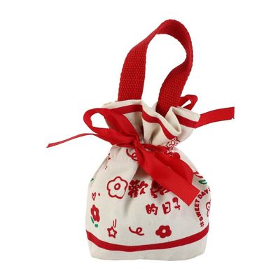Small Flower Wrist Bag Bucket Bag Sweet Wedding Candy Drawstring Bag Portable Floral Festive Sugar Bag