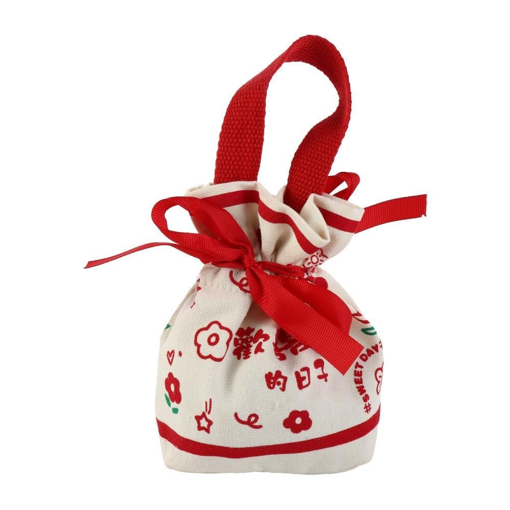 Small Flower Wrist Bag Bucket Bag Sweet Wedding Candy Drawstring Bag Portable Floral Festive Sugar Bag