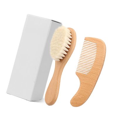 Multipurpose Infant Hair Care Set Featuring Soft Wool Brush and Sturdy Wooden Comb for Relaxing Massage Infant Hair Care