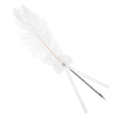 ERINGOGO Elegant White Vintage Quill Signature Pen for Wedding and Banquet Guest Book Signing, Smooth Writing with Ergonomic Metal Design, Guest Book Pen for Special Occasions
