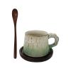Tsophreniq Speckled Ceramic Coffee Set with Saucer & Wooden Spoon, 300ml Mug for Morning Latte, Tea & Gift view 1