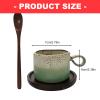 Tsophreniq Speckled Ceramic Coffee Set with Saucer & Wooden Spoon, 300ml Mug for Morning Latte, Tea & Gift view 3