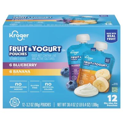 Blueberry & Banana Fruit & Yogurt Pouches, 3.2 oz, 12 Pack