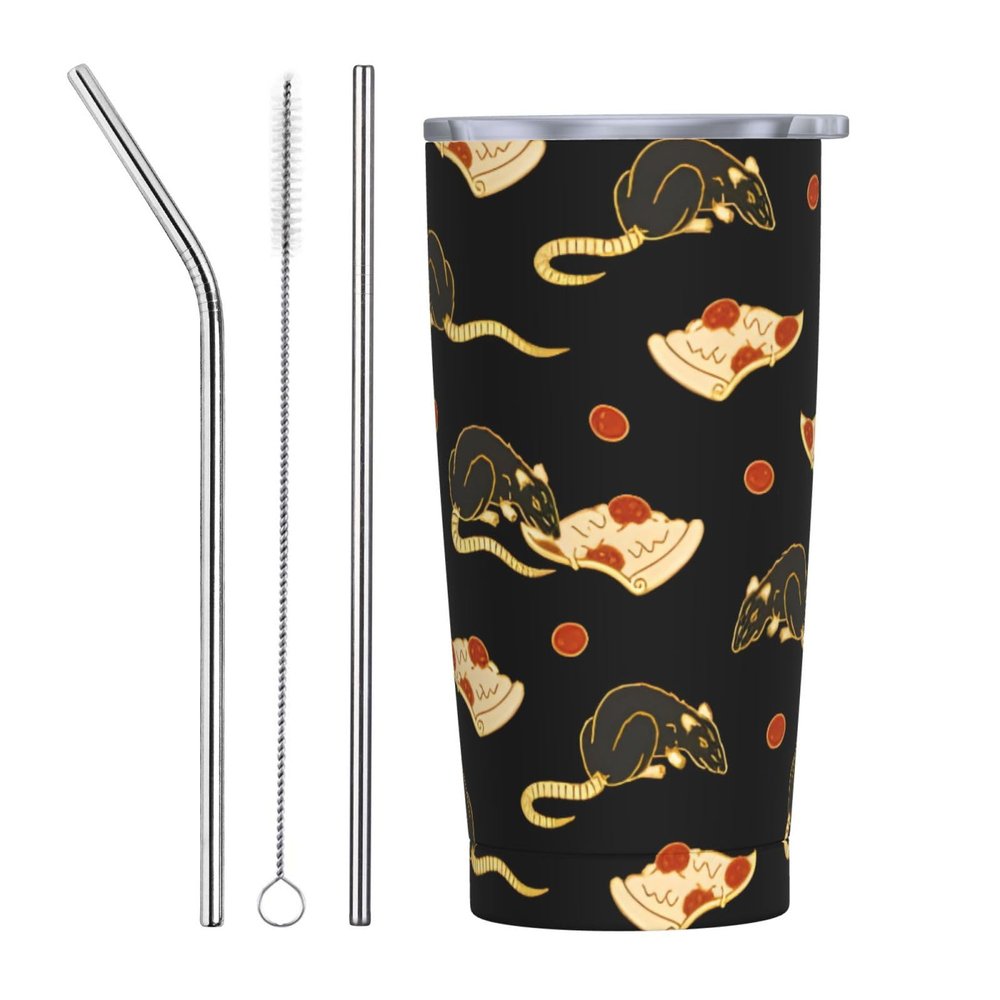 Tnghiucuj Pizza Rat Stainless Steel Replacement Straw Set Compatible With 20oz Car Insulated Tumblers