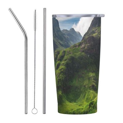 Tnghiucuj Summer In In The Scotland Highlands Stainless Steel Replacement Straw Set Compatible With 20oz Car Insulated Tumblers