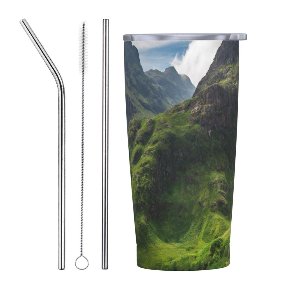 Tnghiucuj Summer In In The Scotland Highlands Stainless Steel Replacement Straw Set Compatible With 20oz Car Insulated Tumblers