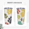 Luicenhw Paw Print Doodles Circular Pattern Drawing Style Animal 20oz Insulated Travel Cup Straw Kit, Reusable Stainless Steel Straws With Clean Brush view 4