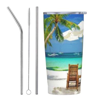 Tnghiucuj Tropical Paradise Stainless Steel Replacement Straw Set Compatible With 20oz Car Insulated Tumblers