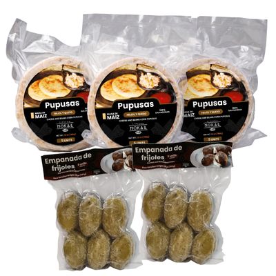 Tipicos Nokal Family Pack 15 Bean & Cheese Frozen Pupusas + 12 Bean Empanadas