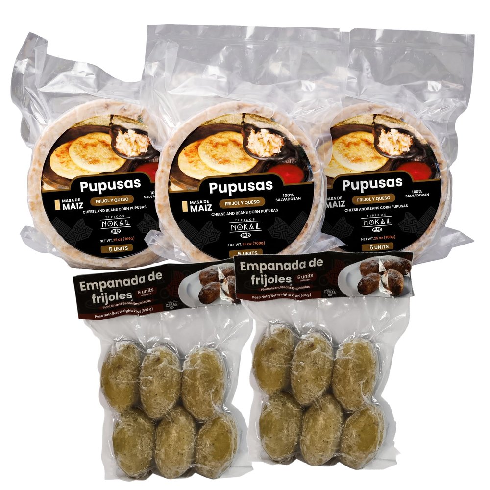 Tipicos Nokal Family Pack 15 Bean & Cheese Frozen Pupusas + 12 Bean Empanadas