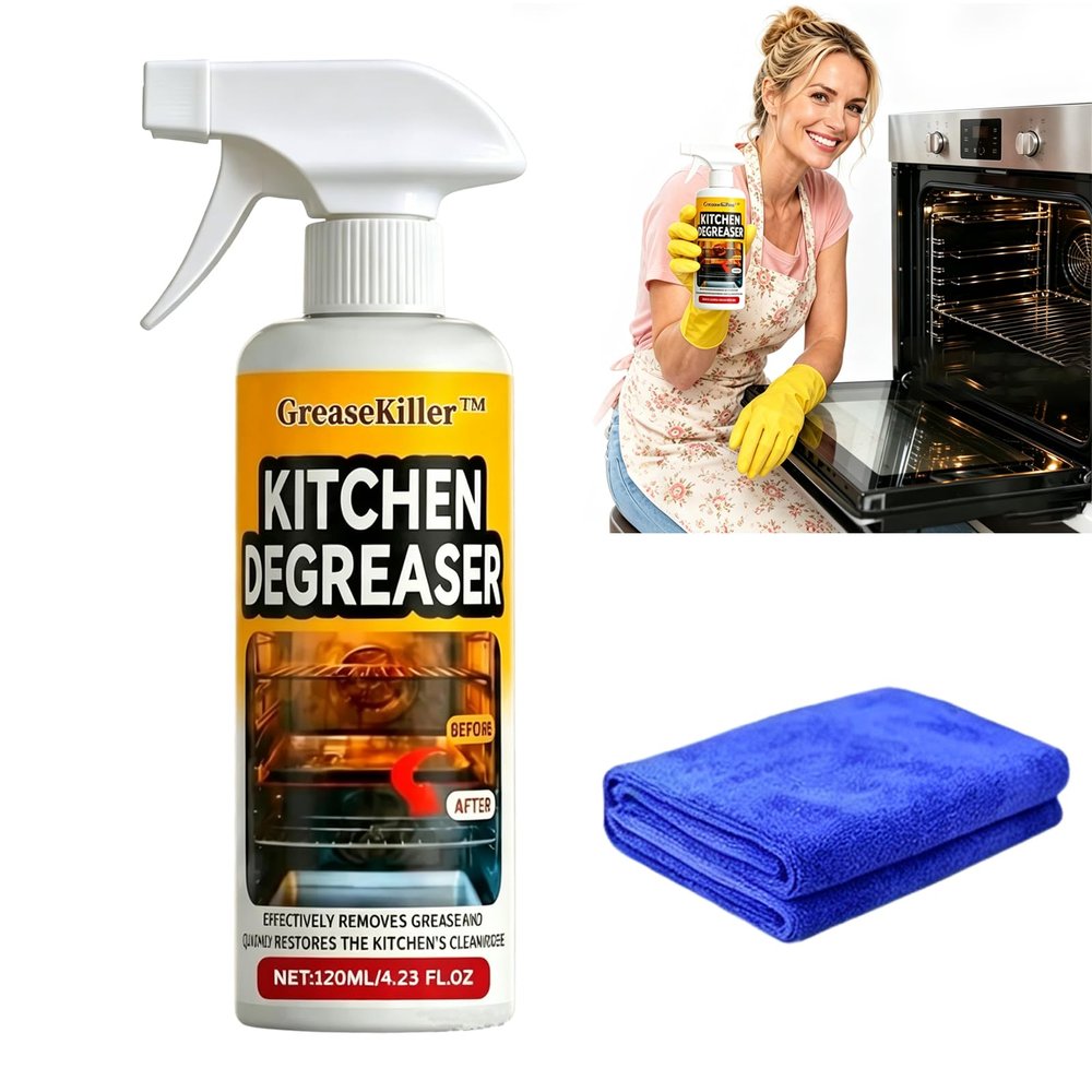 GosBio Apiastar Greasekiller Spray, Apiastar Grease Killer for Grill, Heavy Duty Degreaser for Grills, Oven & Air Fryer - Multi - Use, No - Scrub for Home & Commercial Kitchen (1 Bottle)