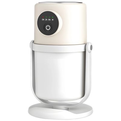 Portable Small Humidifier, Dual-Spray USB Desktop Humidifier for Indoor Plants, Quiet, 280 ml, Top-Fill, Beige, Warm Night Light, 90 Nozzle, 3.8 x 3.8 x 7.5 in