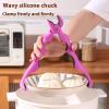3-in-1 Anti-Scald Bowl Dish Pot Lifter, Multi-Angle One-Hand Operation, Sil view 2
