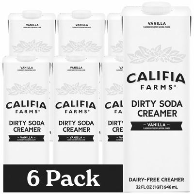 Califia Farms - Dirty Soda Vanilla Creamer, 32 Oz (Pack of 6), Shelf Stable, Dairy Free, Plant Based, Vegan, Gluten Free, Non GMO