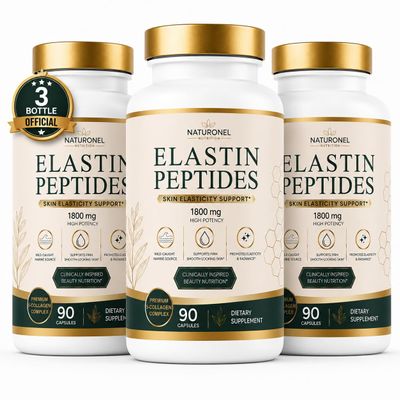Naturonel Elastin Peptide Skin Tightening Formula (3 Bottles) 1800mg Per Serving, Supports Skin Firmness & Elasticity, Daily Beauty Supplement for Healthy-Looking