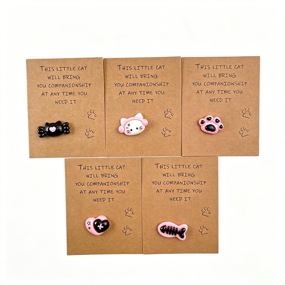 RSACCSKY Cute Cat Pocket Hug Token with Greeting Cards 5 Pack