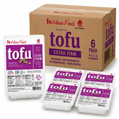 Premium Extra Firm Tofu, 16 oz (Pack of 6), Vacuum Sealed High Protein Plant-Based Soy Tofu for Stir Fry, Grilling & Cooking