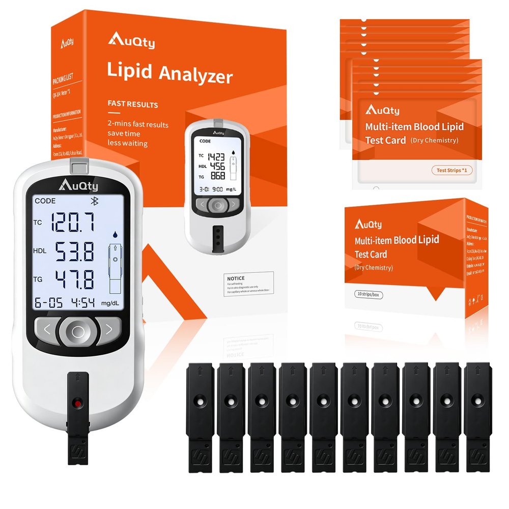 AuQty 6-in-1 Cholesterol Lipid Monitor and Test AnalyzerAuQty Cholesterol Lipid Monitor, 6in1 Cholesterol Test Analyzer for TC Total Cholesterol, TG Triglycerides, HDL-C, LDL-C, TC/HDL, AI