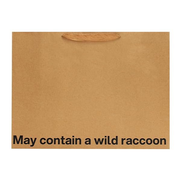 Funny Large Gift Bag 16 x 6 x 12 inch Kraft Gift Bags with Snarky Sayings - Reusable, Eco-Friendly Gag Gift Wrapping for Birthdays, Holidays, Mother's Day, Father's Day - 1 Piece (May Contain A Wild Raccoon)