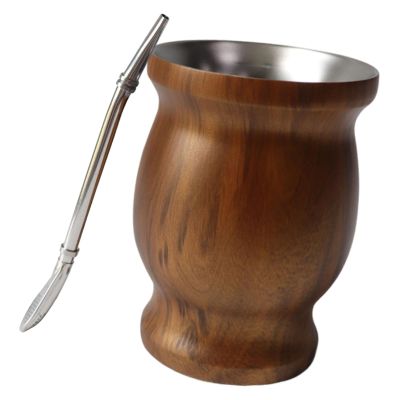 Gcljlmy Yerba Mate Cup Mate Teas Cup/gourd Set Versatile Double Walled Anti Scalding Gifts 8 Ounces Tea Cup Set for Tea Room Dormitory (Brown)