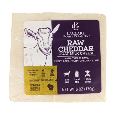 Raw Cheddar Goat Milk Cheese - 6 oz Pack of 2