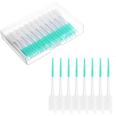 Fipnym 200 Pcs Silicone Flossing Picks for Teeth, Soft Interdental Toothpicks for Adults, Children & Braces, Flexible Dental Floss Sticks for Gentle Cleaning Green Home Essentials
