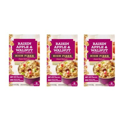 Raisin Apple and Walnut High Fiber Instant Oatmeal 11.8 oz, 3 Pack