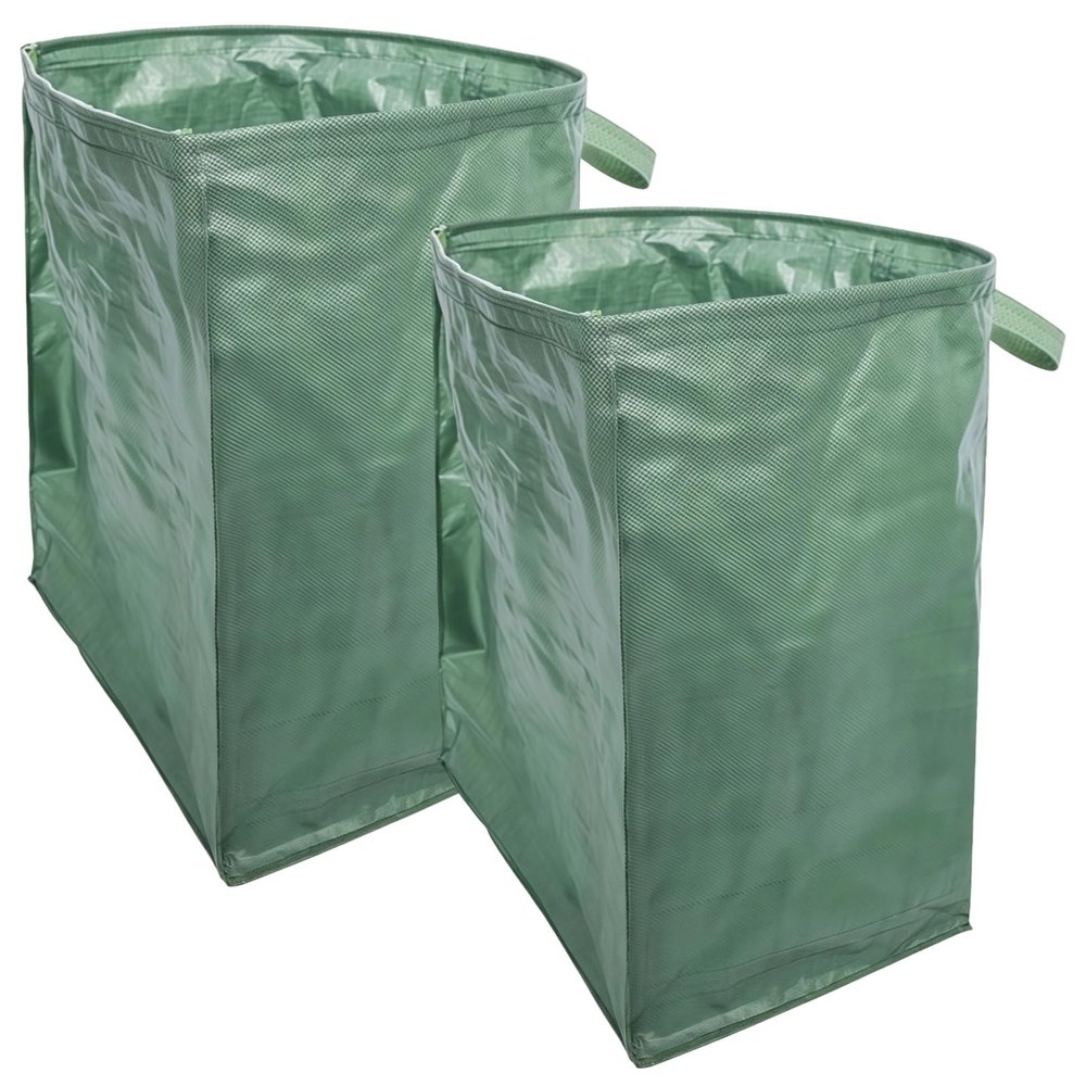 2 Pcs 53 Gallon Reusable Lawn Bags, Foldable Yard Waste Containers with Easy Sweep Leaf Collector, PP Material, Large Capacity for Leaves, Branches, and Grass Clippings