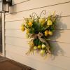 Decorative Hanging Frame Faux Flower Wreath Door Garland Wall with Silk Blossoms Iron Frame Ribbon Bow Butterfly s Suitable for Porch Door entryway Home Decor 40x36cm view 3