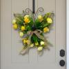 Decorative Hanging Frame Faux Flower Wreath Door Garland Wall with Silk Blossoms Iron Frame Ribbon Bow Butterfly s Suitable for Porch Door entryway Home Decor 40x36cm view 4
